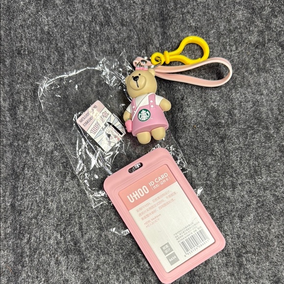 Starbucks Pink and Yellow Stuffed Animal Charm - Picture 1 of 3